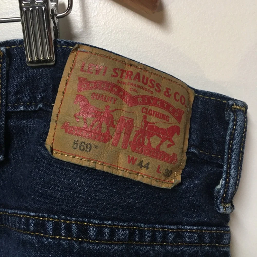 Levi's 569 Loose Straight Jeans Mens W44 L28 Dark Wash Blue Denim